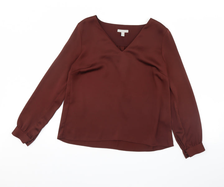 H&M Womens Brown   Basic Blouse Size 10