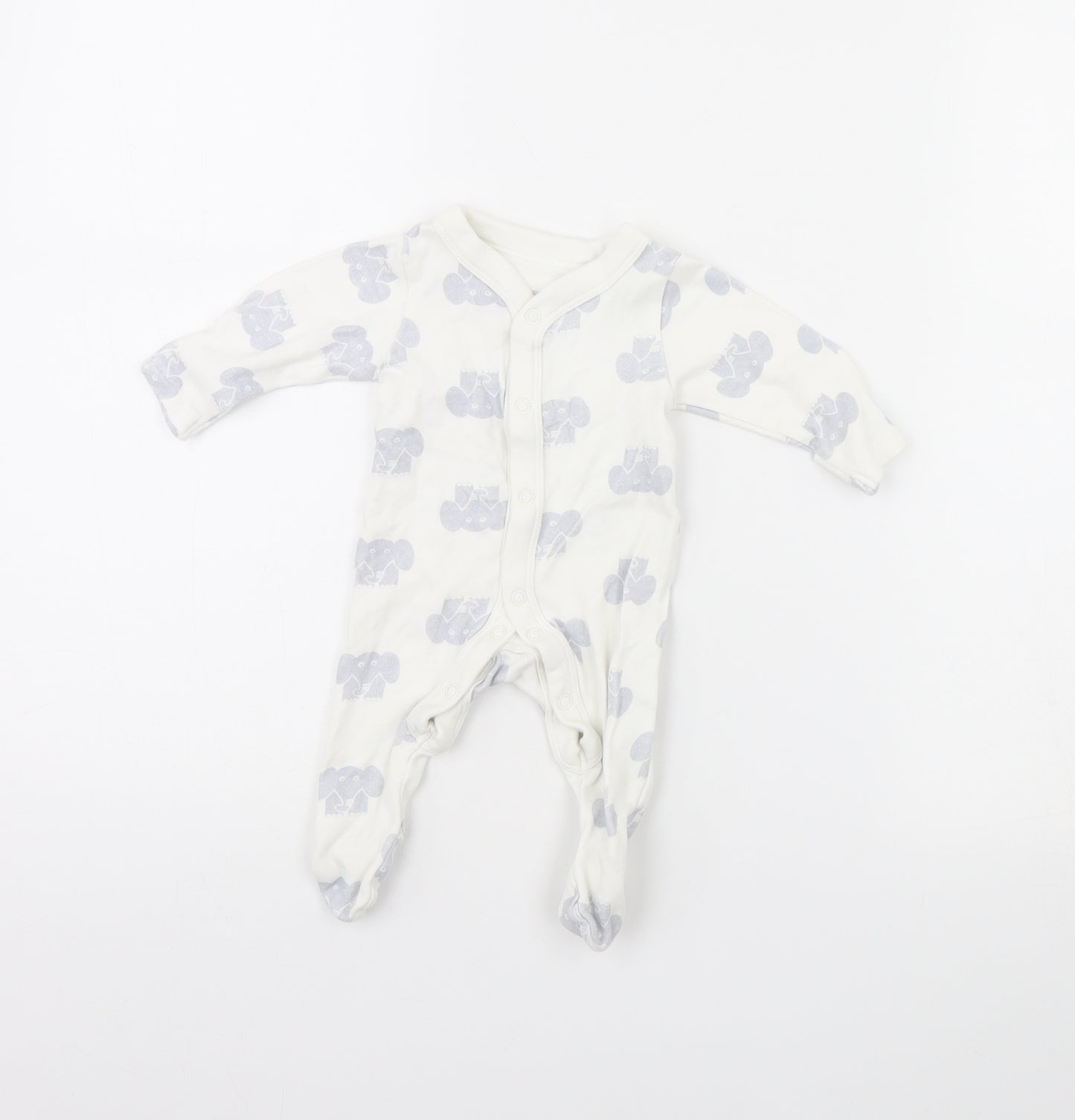 m&S Baby White Animal Print  Babygrow One-Piece Size 0-3 Months  - new baby