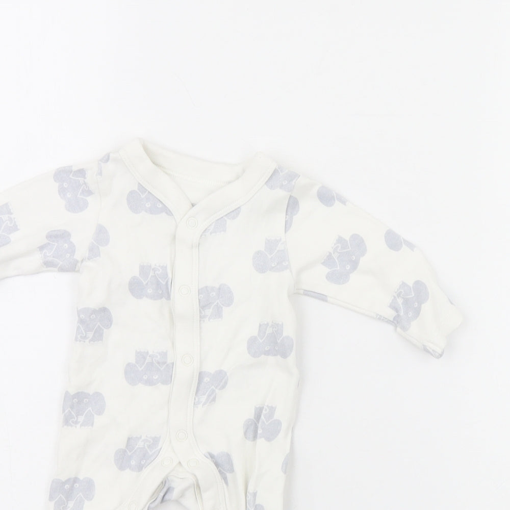 m&S Baby White Animal Print  Babygrow One-Piece Size 0-3 Months  - new baby