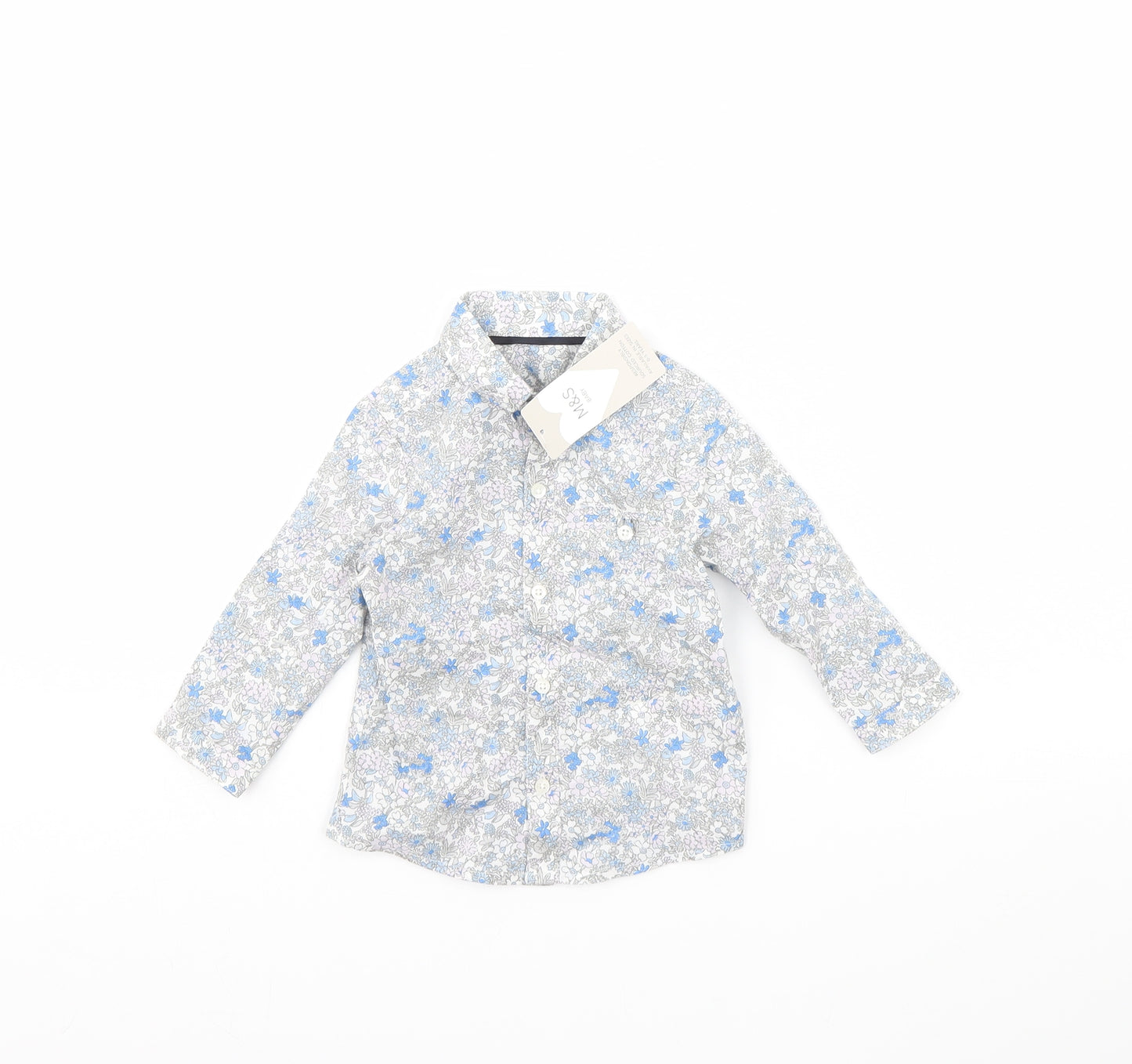 M&S Baby White Floral  Basic Button-Up Size 6-9 Months