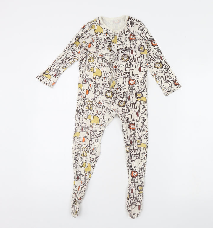 George Baby Beige Animal Print Babygrow One-Piece Size 18 Months