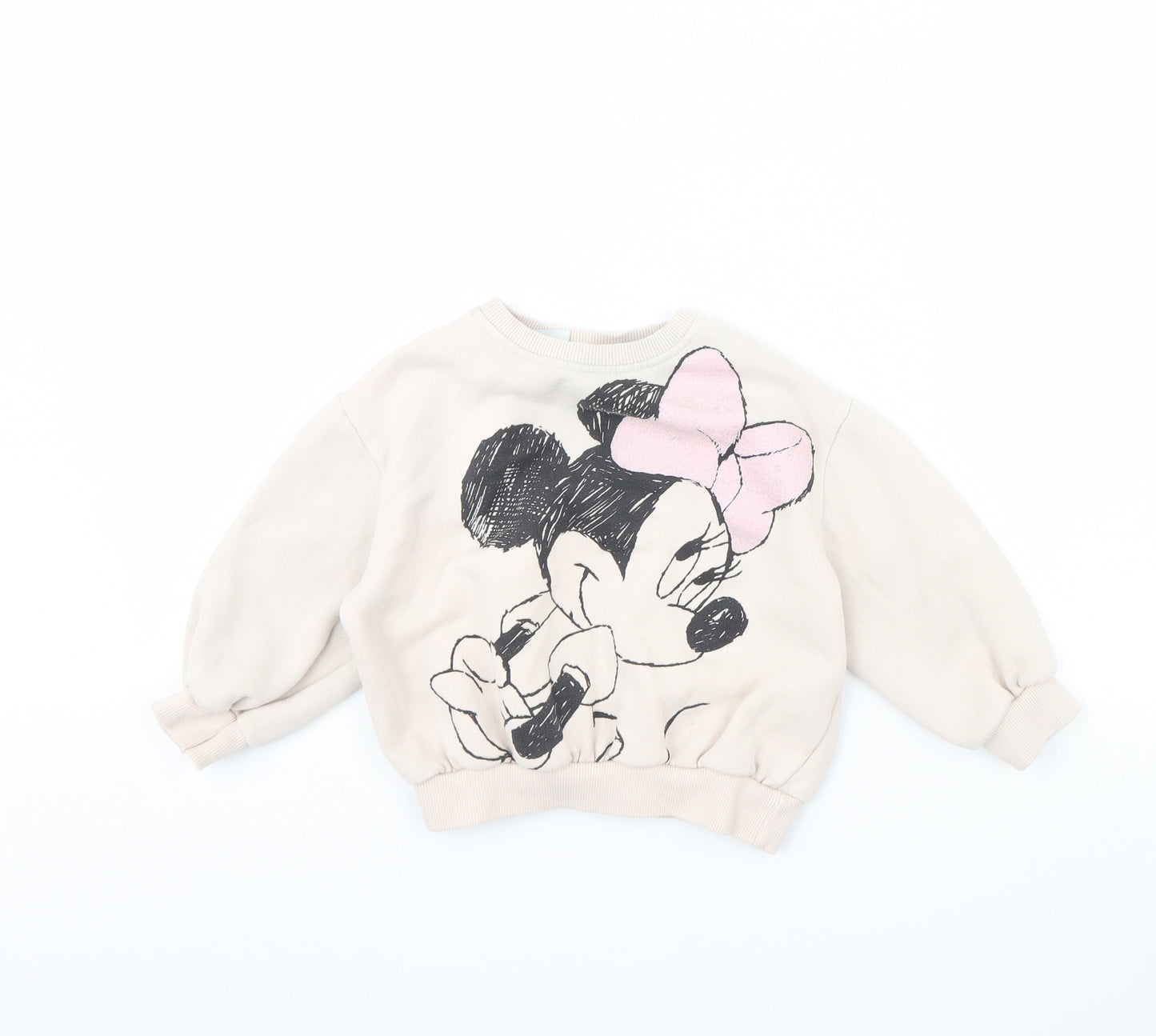Zara Girls Pink   Pullover Jumper Size 3 Years  - Minnie mouse
