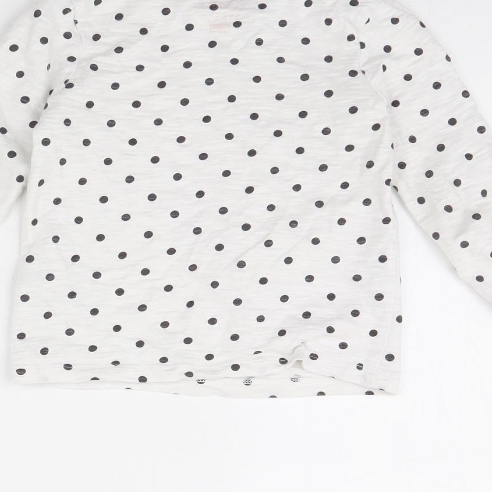 F&F Girls White Polka Dot  Basic T-Shirt Size 3 Years