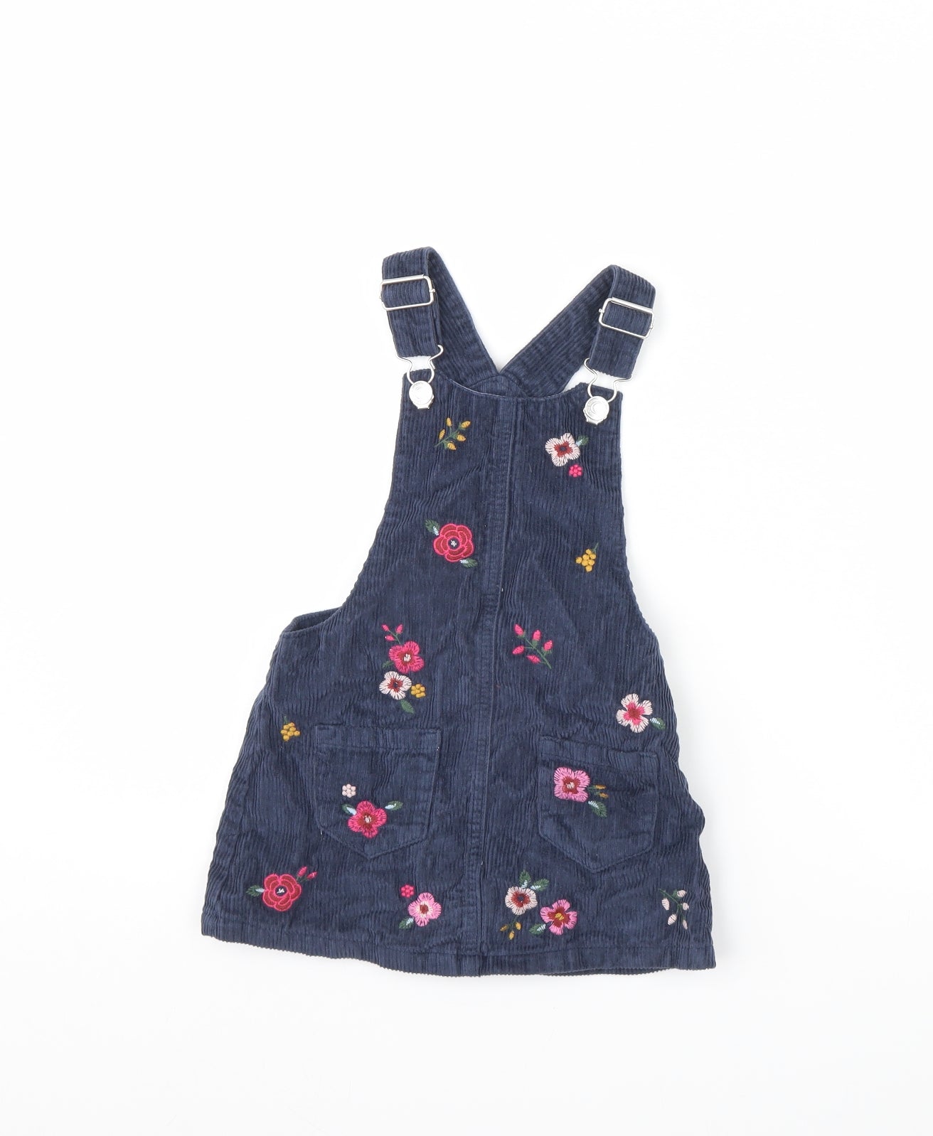 F&F Girls Blue  Corduroy Pinafore/Dungaree Dress  Size 3 Years