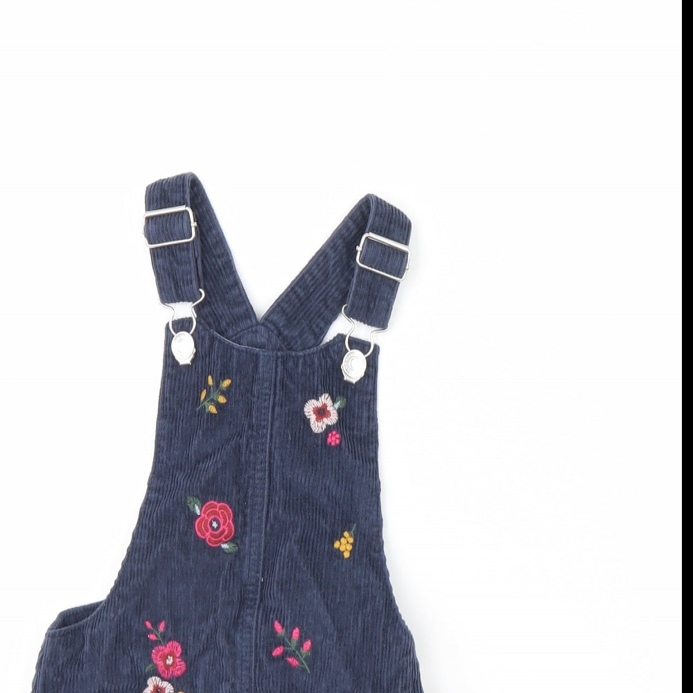 F&F Girls Blue  Corduroy Pinafore/Dungaree Dress  Size 3 Years