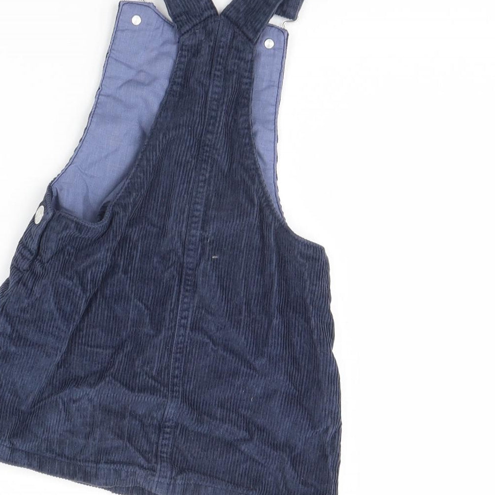F&F Girls Blue  Corduroy Pinafore/Dungaree Dress  Size 3 Years