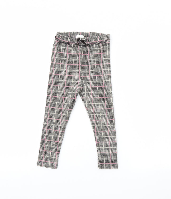 Zara Girls Black Check Capri Trousers Size 2 Years