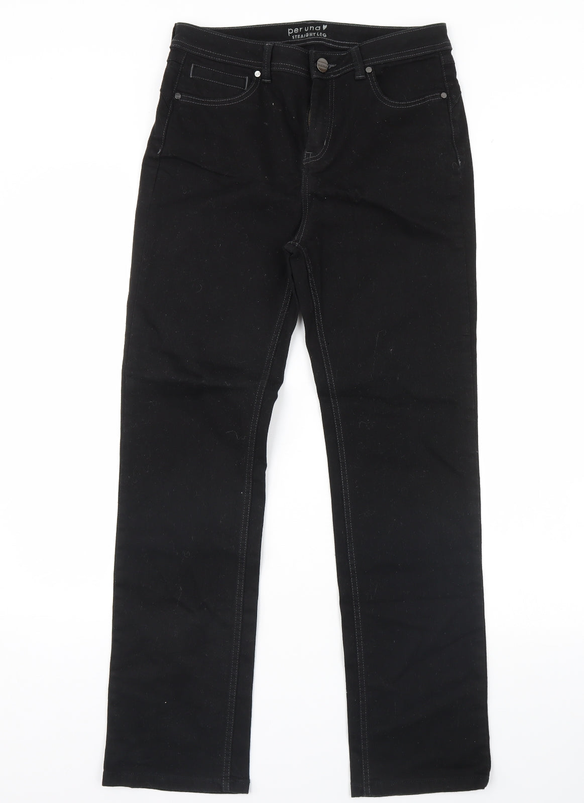 m&s Womens Black  Denim Straight Jeans Size 12 L31 in