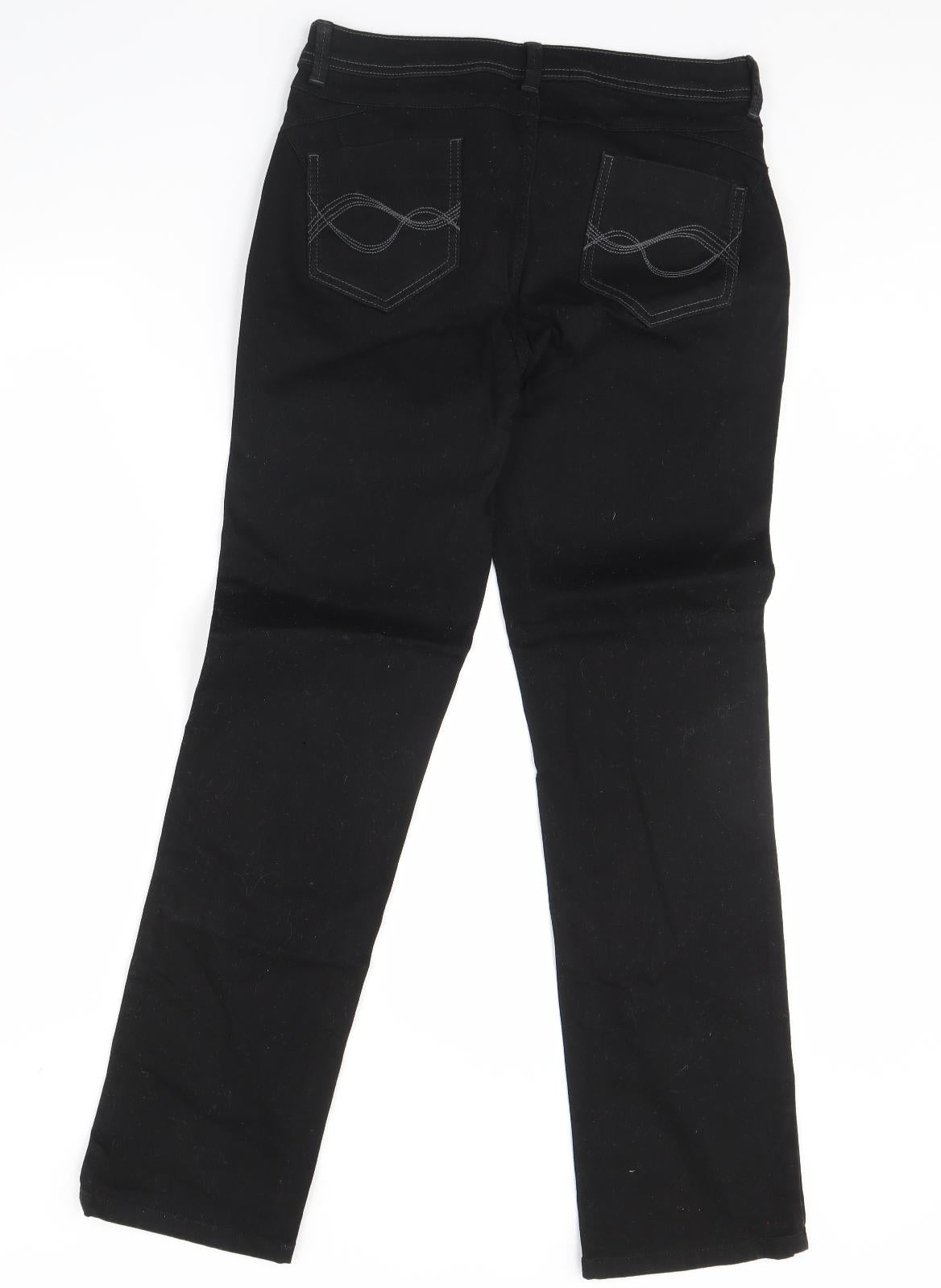 m&s Womens Black  Denim Straight Jeans Size 12 L31 in