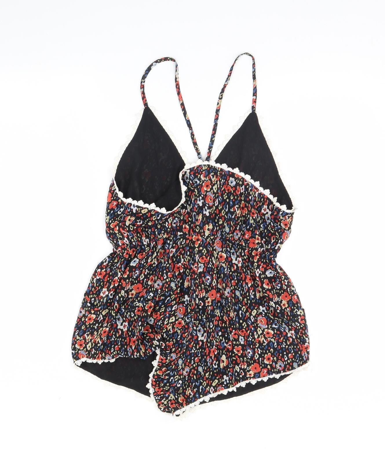 Anna Smith Womens Black Floral  Playsuit One-Piece Size 12