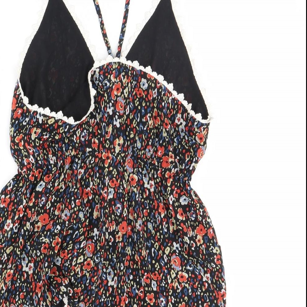 Anna Smith Womens Black Floral  Playsuit One-Piece Size 12
