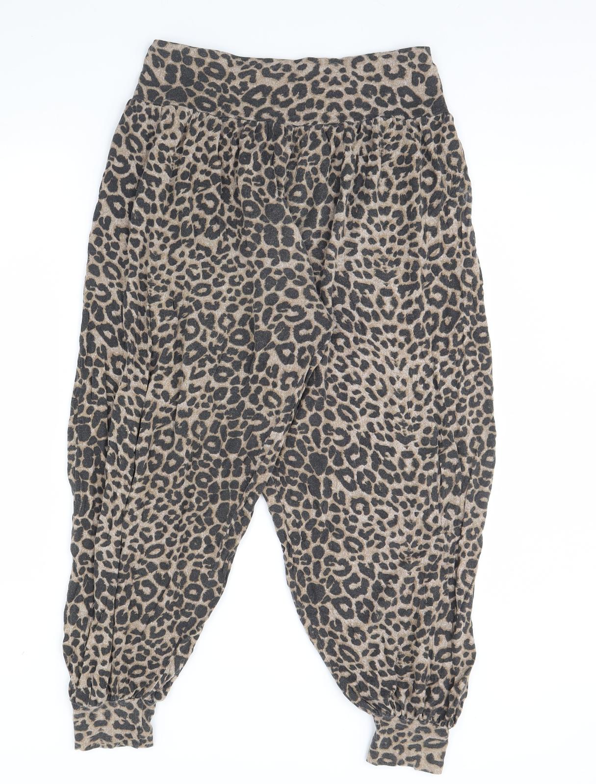 Preworn Womens Brown Animal Print  Trousers  Size 16 L29 in