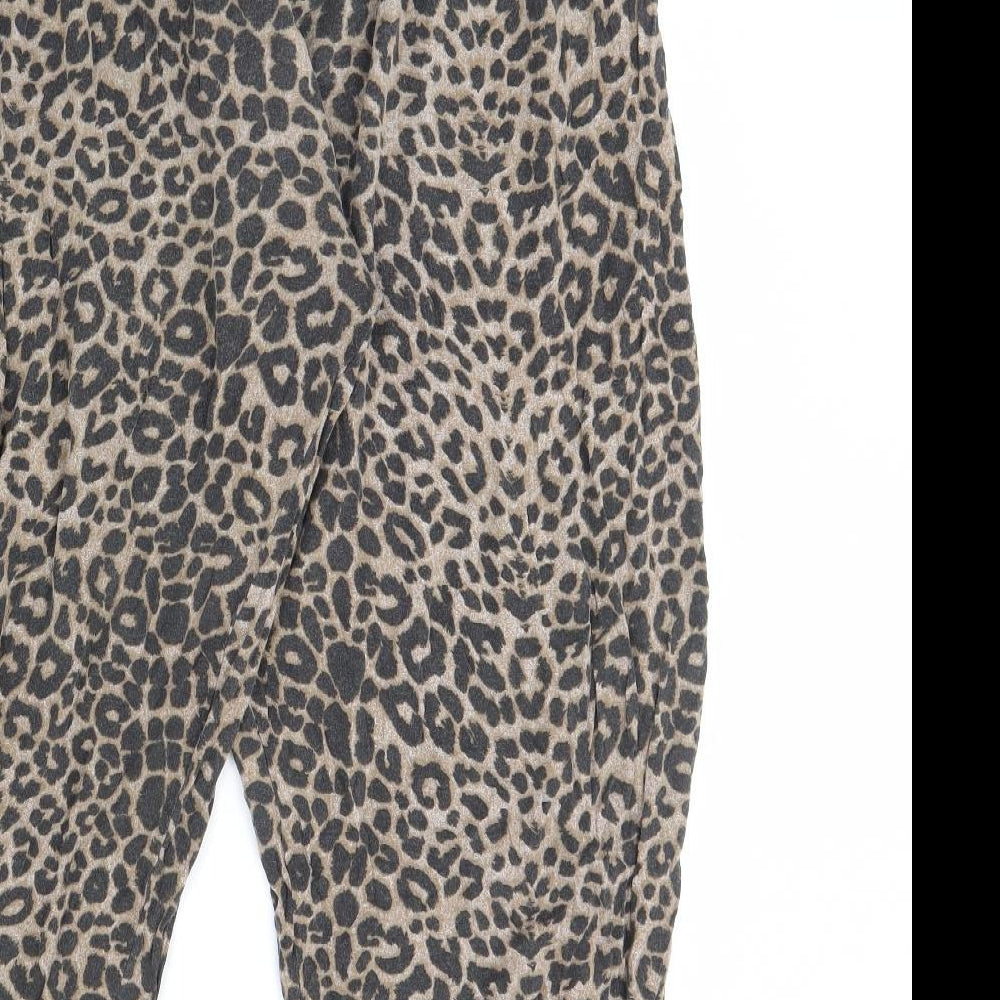 Preworn Womens Brown Animal Print  Trousers  Size 16 L29 in