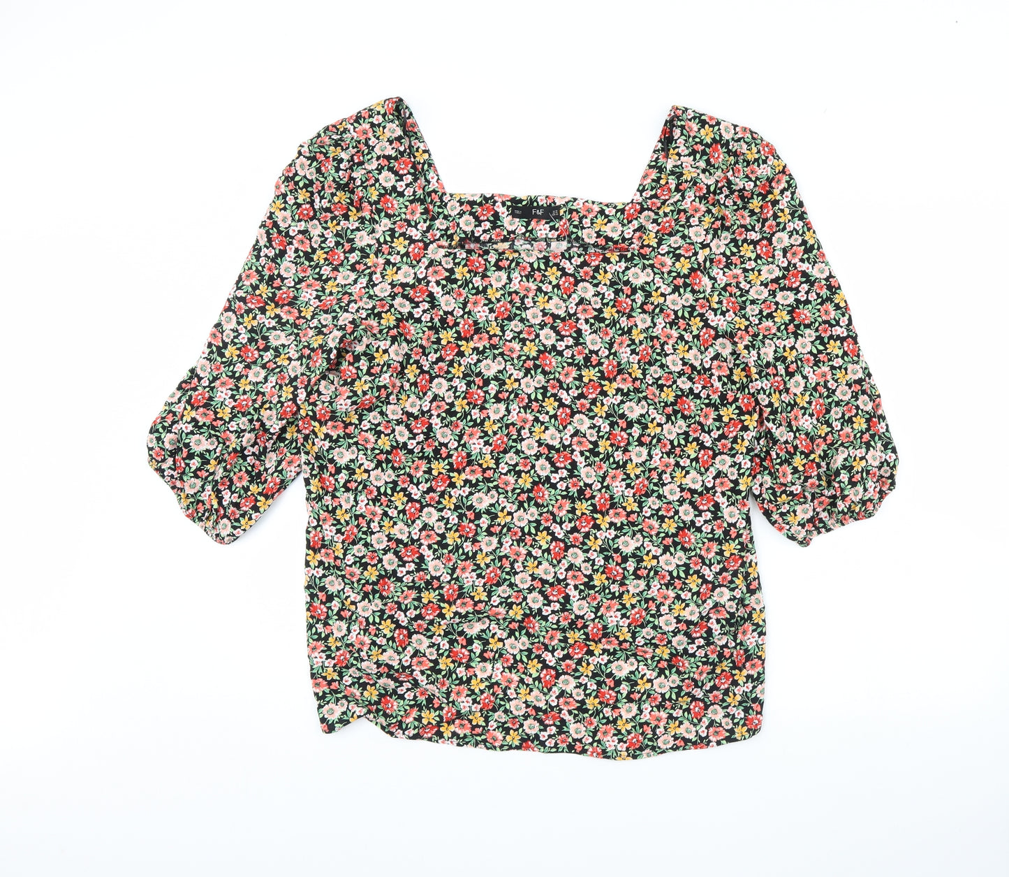 F&F Womens Black Floral  Basic Blouse Size 18