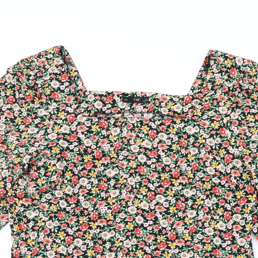 F&F Womens Black Floral  Basic Blouse Size 18