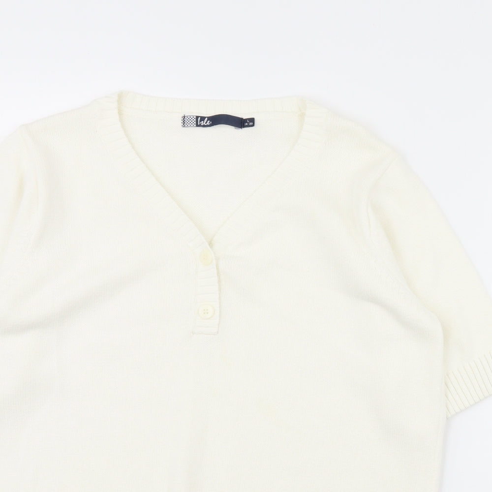 isle Womens Ivory   Pullover Jumper Size L