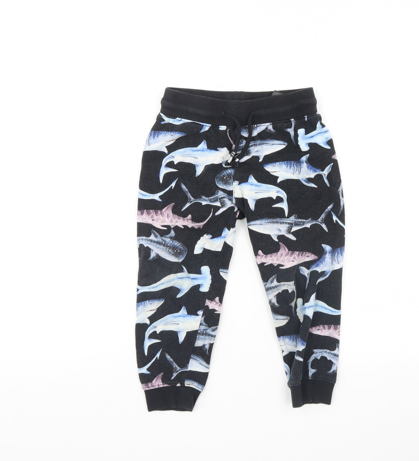 H&M Boys Black Animal Print  Jogger Trousers Size 4 Years - Shark