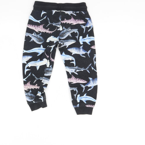 H&M Boys Black Animal Print  Jogger Trousers Size 4 Years - Shark