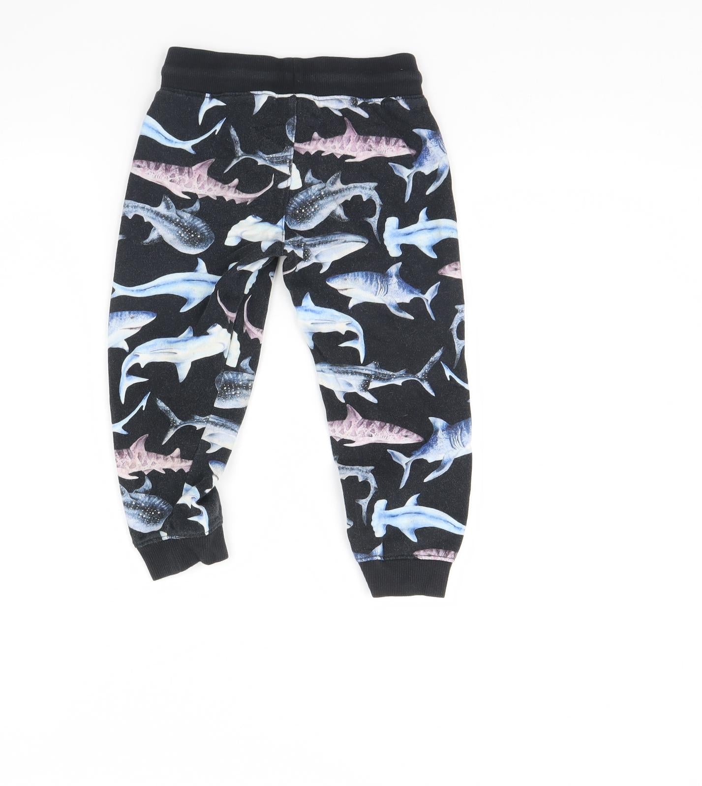 H&M Boys Black Animal Print  Jogger Trousers Size 4 Years - Shark