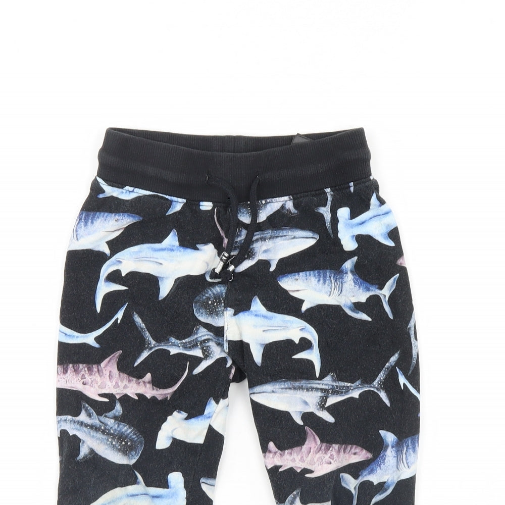 H&M Boys Black Animal Print  Jogger Trousers Size 4 Years - Shark