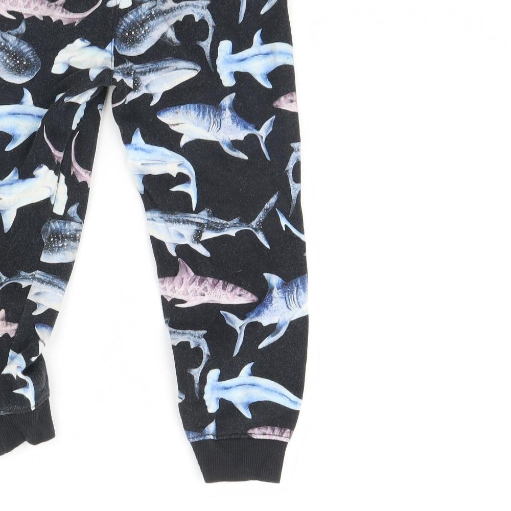 H&M Boys Black Animal Print  Jogger Trousers Size 4 Years - Shark