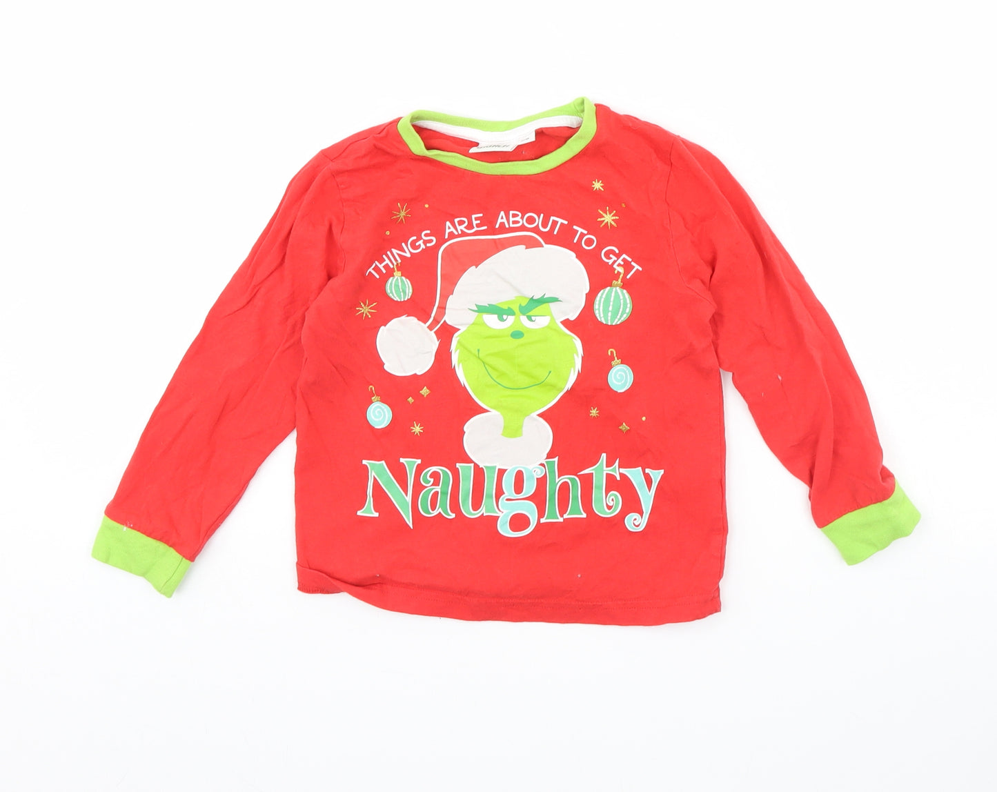 The Grinch Boys Red Solid   Pyjama Top Size 5 Years  - The grinch