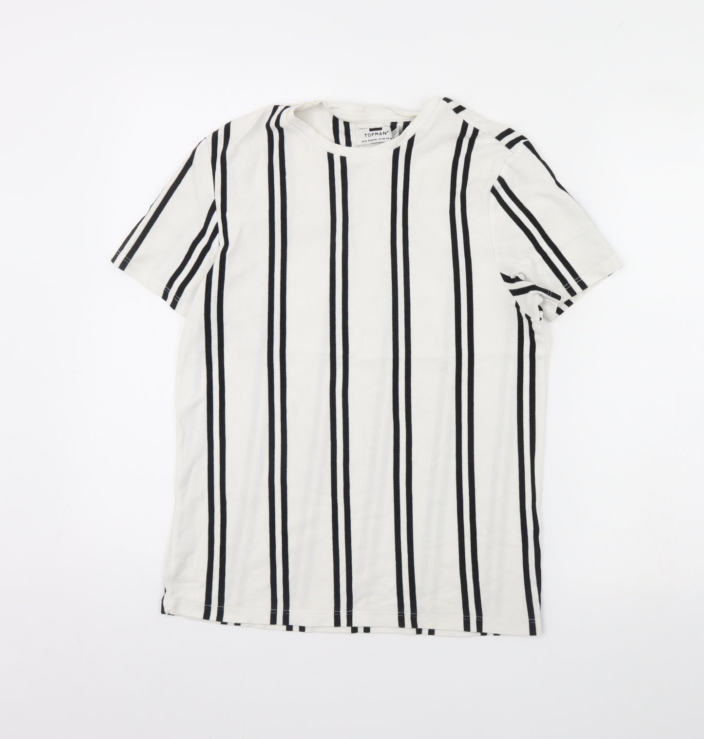 Topman Mens White Striped   T-Shirt Size M