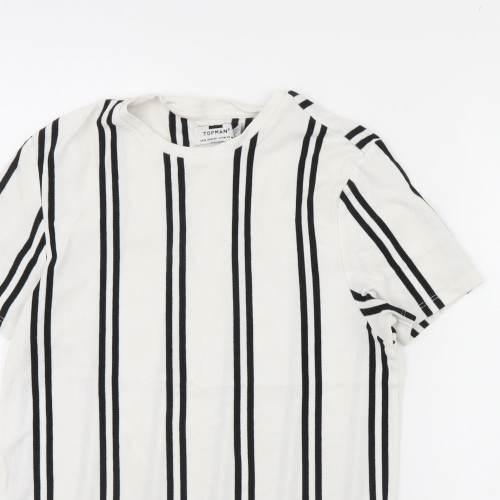 Topman Mens White Striped   T-Shirt Size M