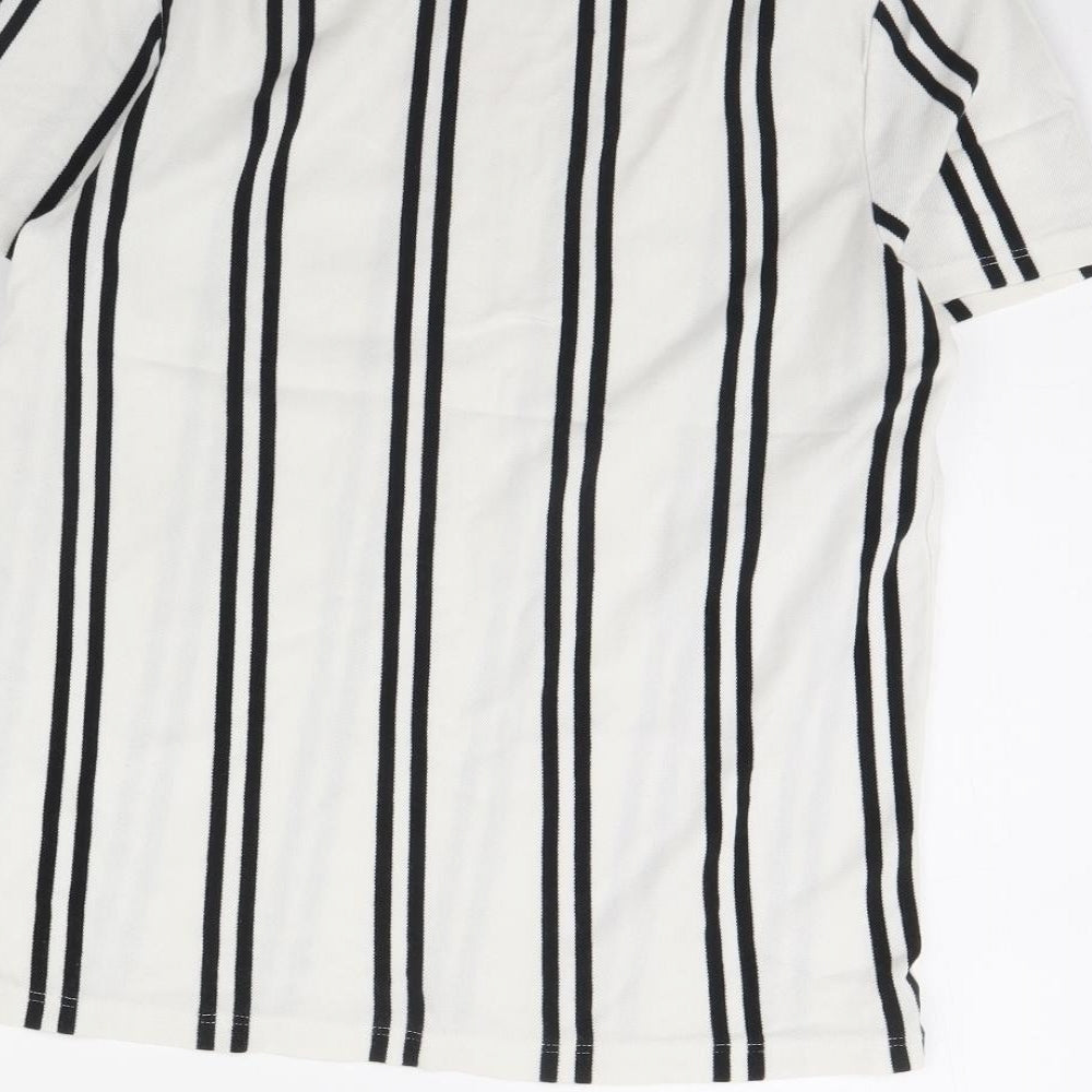Topman Mens White Striped   T-Shirt Size M