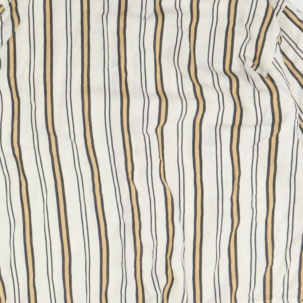 Topshop Womens White Striped  Basic Button-Up Size 8