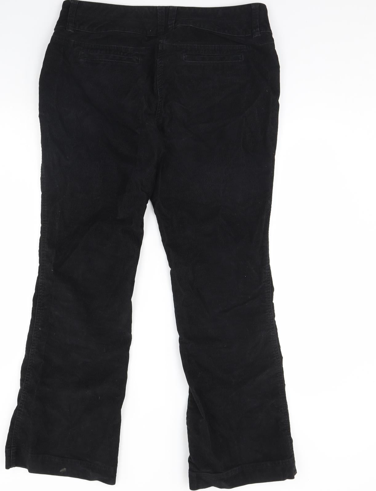 M&S Womens Black  Corduroy Trousers  Size 16 L31 in