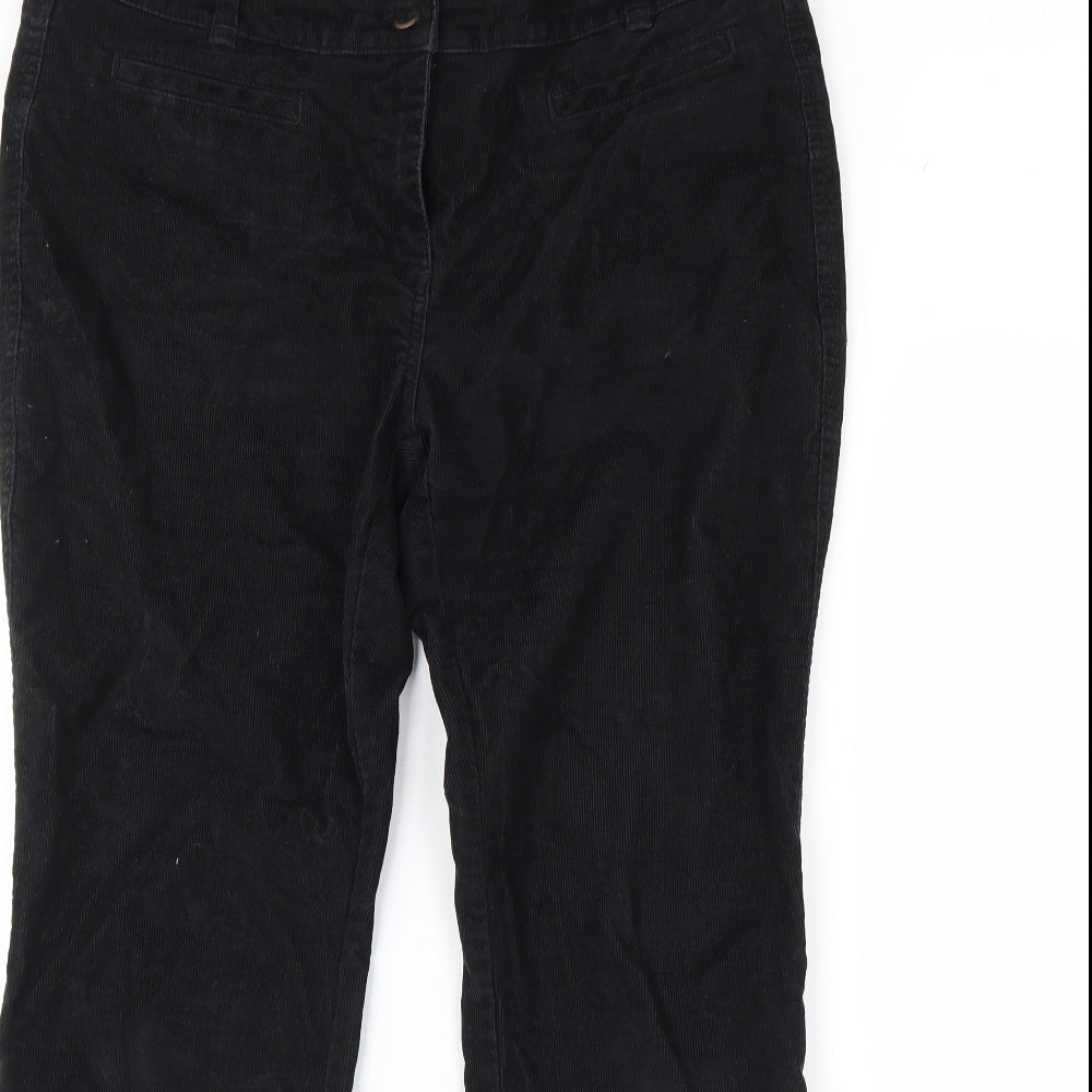M&S Womens Black  Corduroy Trousers  Size 16 L31 in