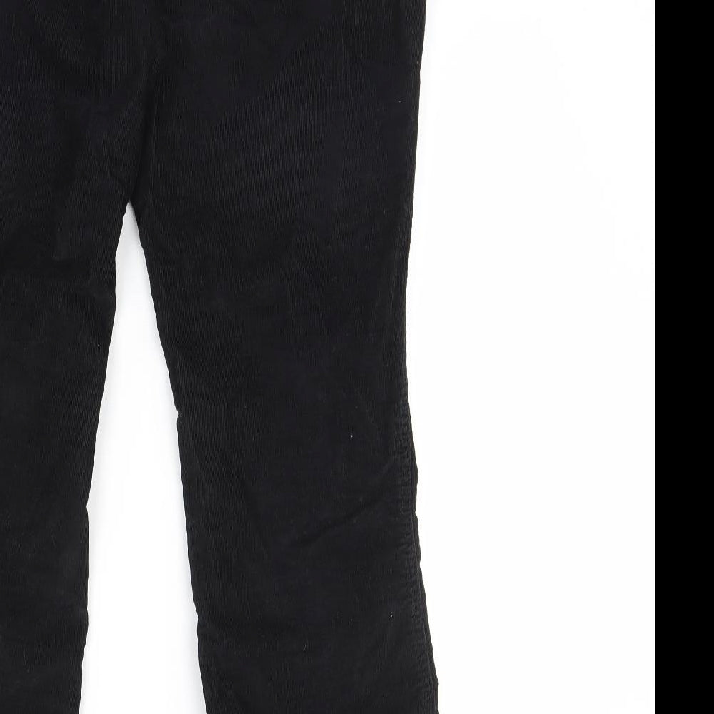 M&S Womens Black  Corduroy Trousers  Size 16 L31 in