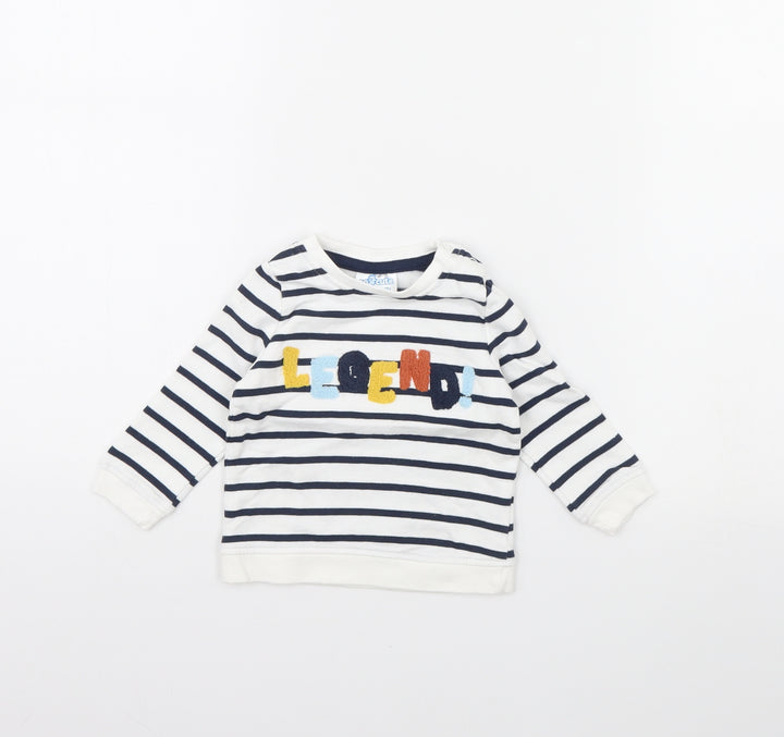 So cute Baby White Striped Pullover Jumper Size 6-9 Months
