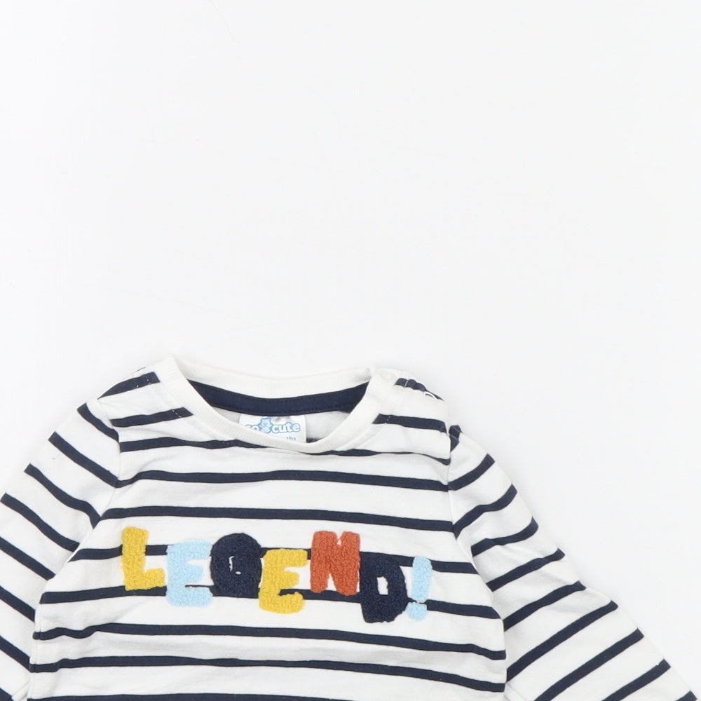 So cute Baby White Striped  Pullover Jumper Size 6-9 Months