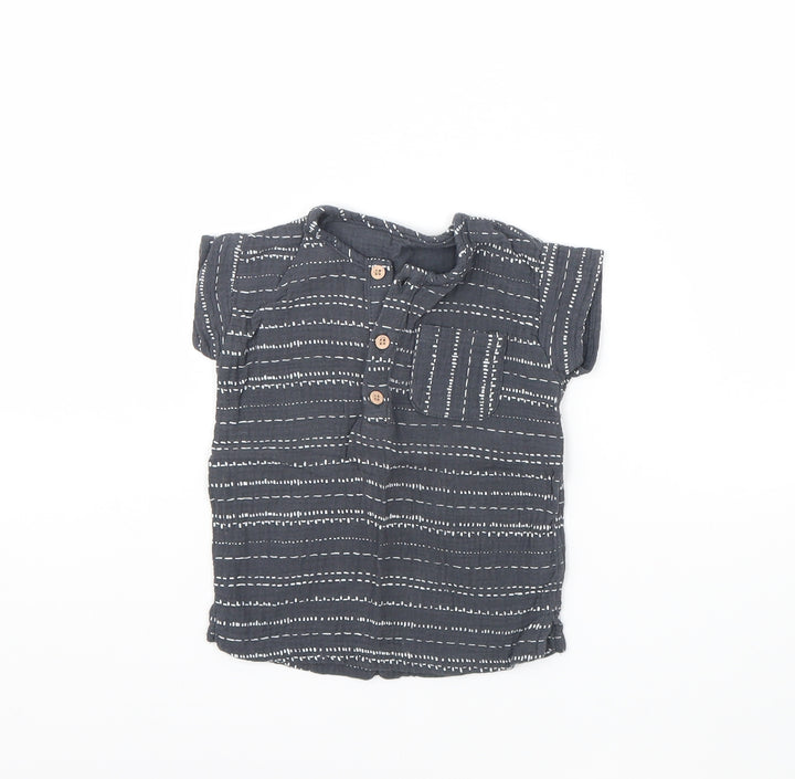 George Baby Grey Striped Basic Blouse Size 9-12 Months