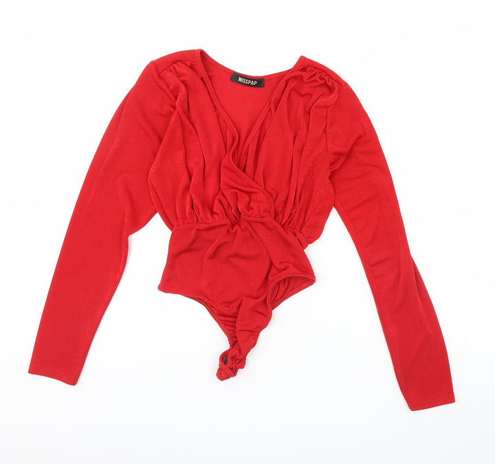 Misspap Womens Red Bodysuit One-Piece Size 10