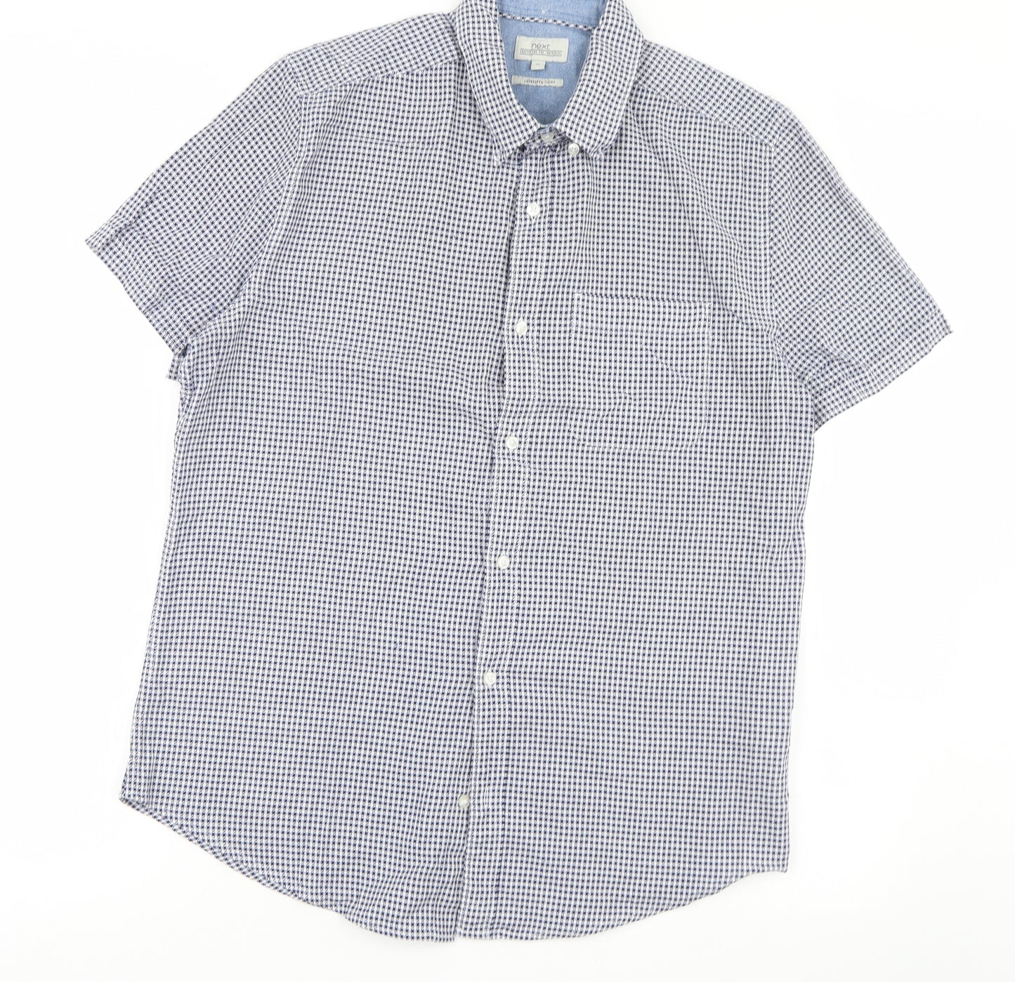 NEXT Mens Blue Herringbone   Dress Shirt Size M