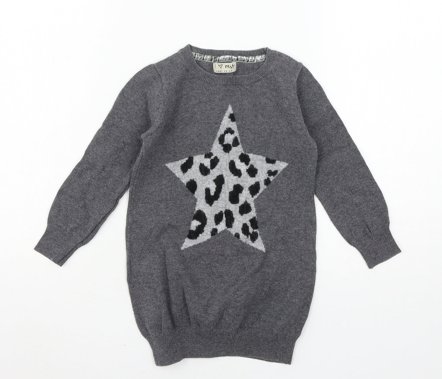 NEXT Girls Grey  Knit Pullover Jumper Size 3-4 Years  - Star
