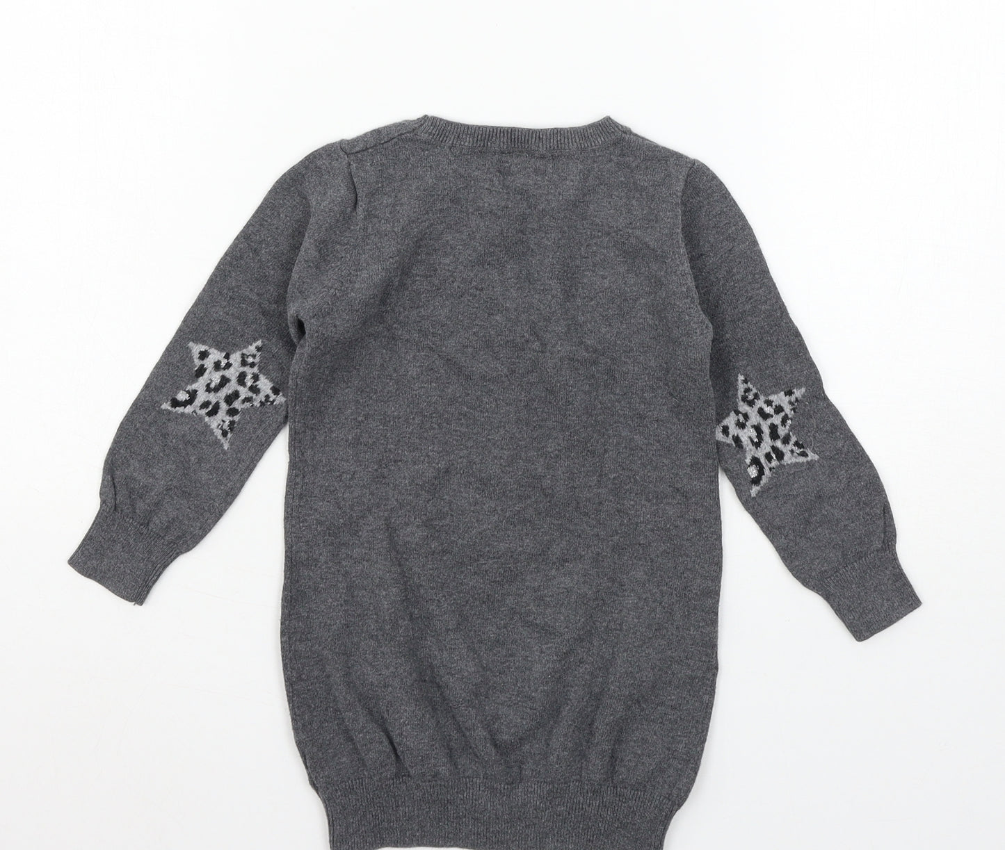 NEXT Girls Grey  Knit Pullover Jumper Size 3-4 Years  - Star