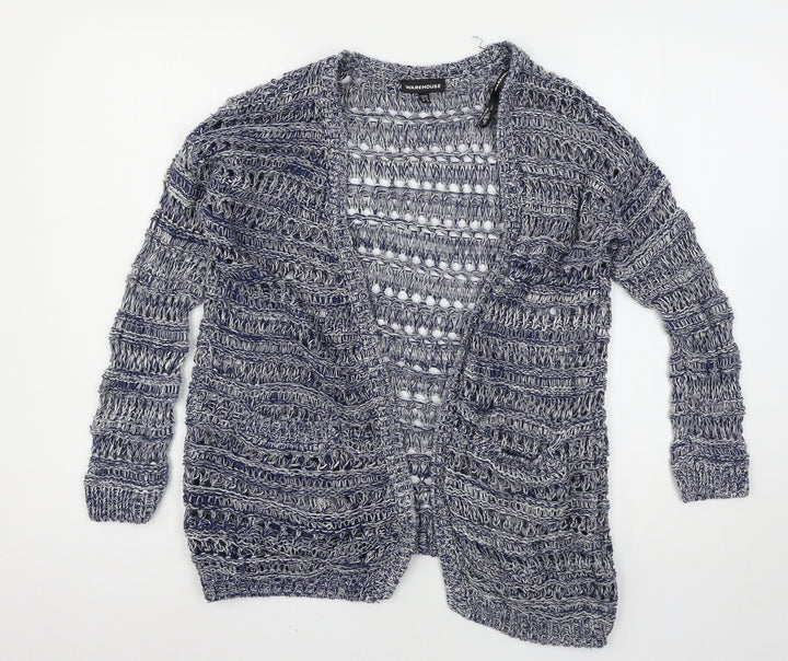 Warehouse Womens Blue Knit Cardigan Jumper Size 10