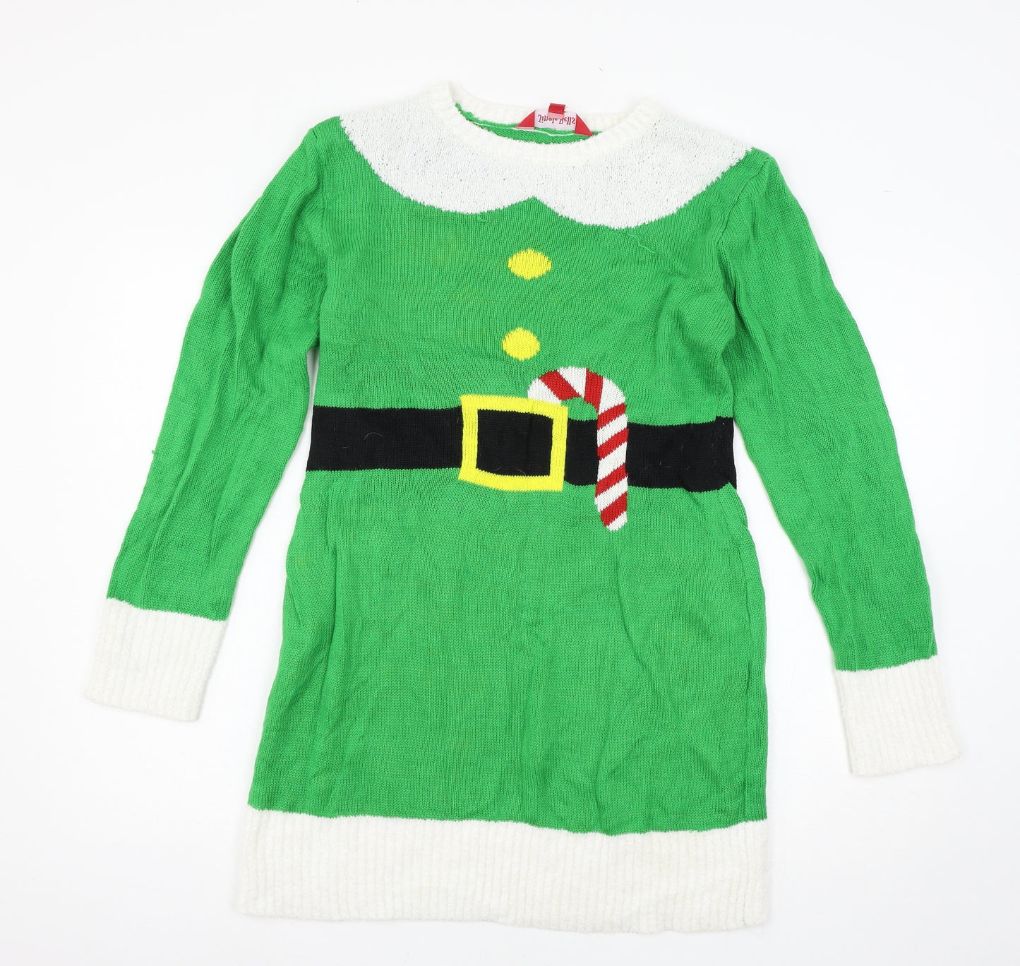 Jingle Bells Womens Green  Knit Jumper Dress  Size M  - Elf