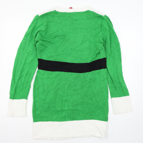 Jingle Bells Womens Green  Knit Jumper Dress  Size M  - Elf