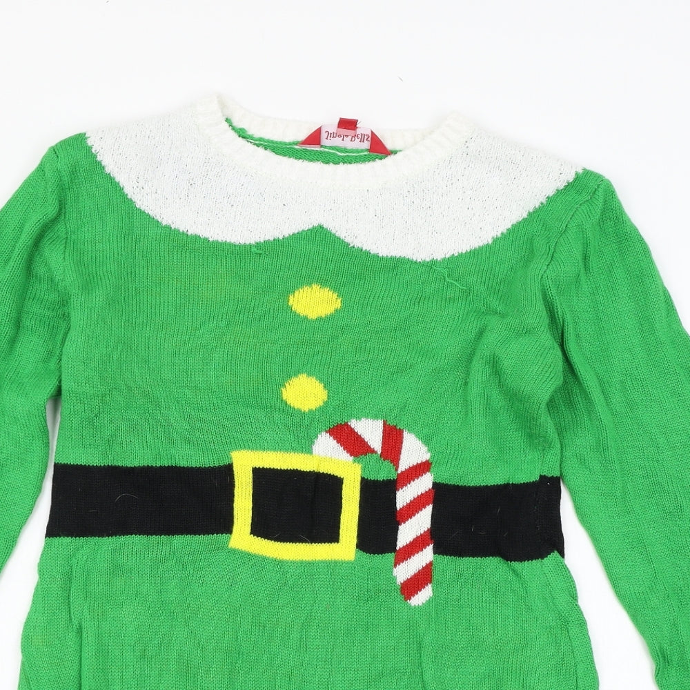 Jingle Bells Womens Green  Knit Jumper Dress  Size M  - Elf