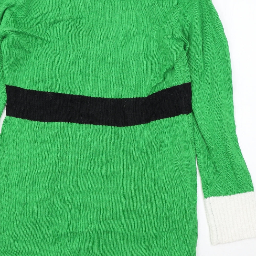 Jingle Bells Womens Green  Knit Jumper Dress  Size M  - Elf