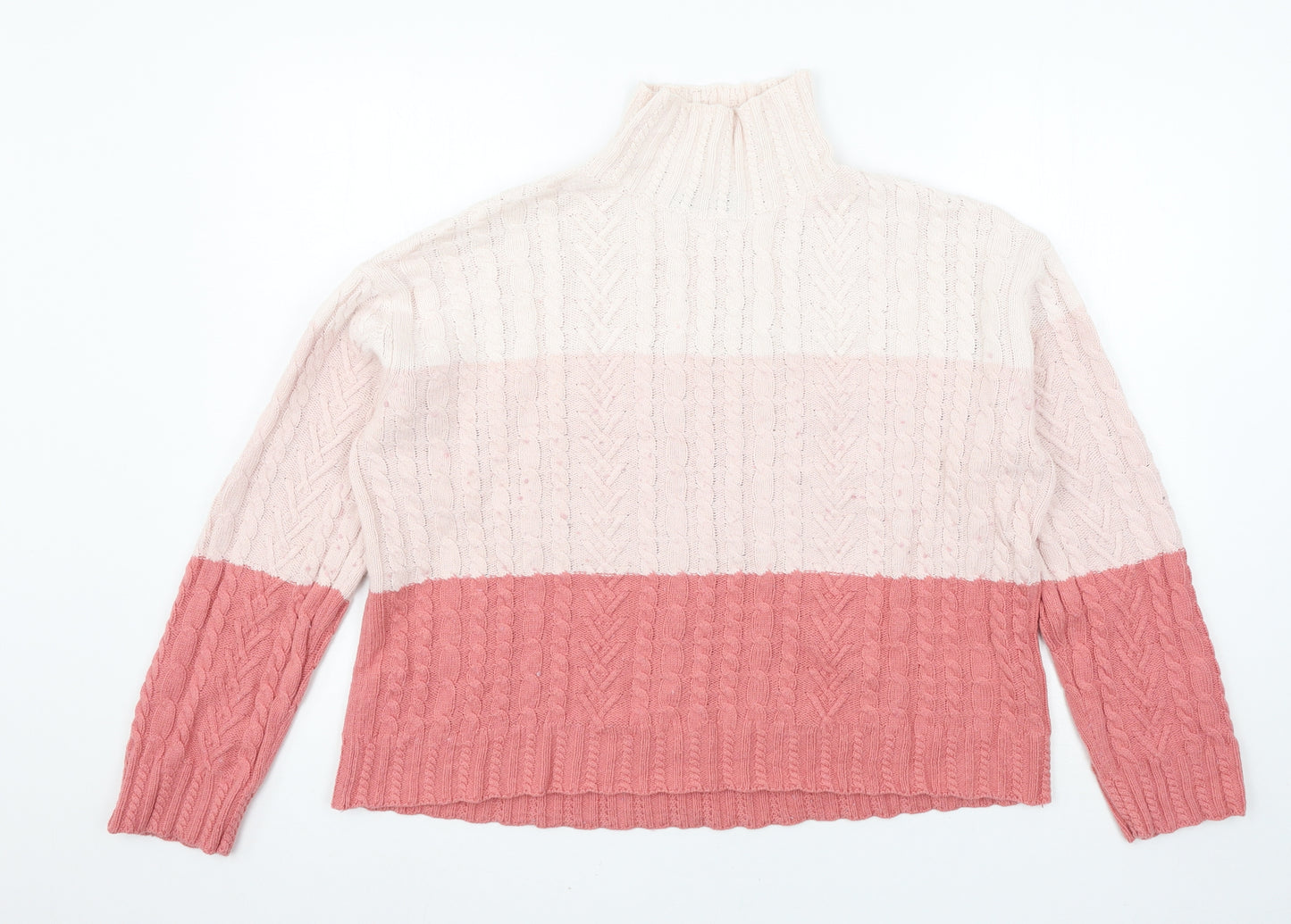 Marks and Spencer Womens Pink Striped Knit Pullover Jumper Size M