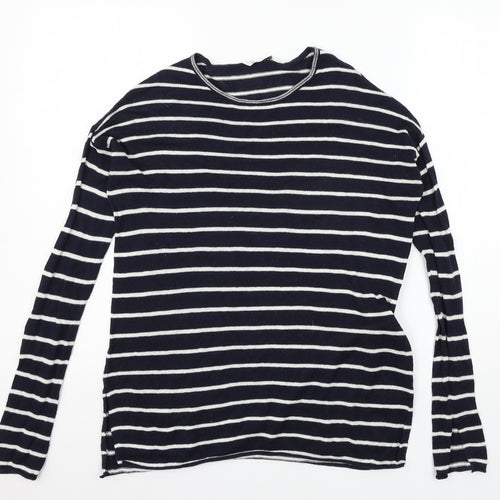 Pull&Bear Womens Blue Striped Knit Pullover Jumper Size S