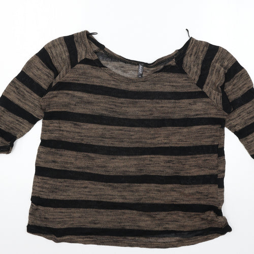 NEXT Womens Black Striped Knit Pullover Jumper Size 12
