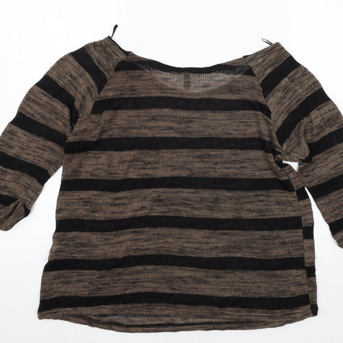 NEXT Womens Black Striped Knit Pullover Jumper Size 12