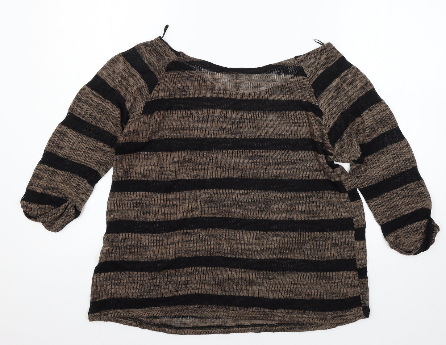 NEXT Womens Black Striped Knit Pullover Jumper Size 12